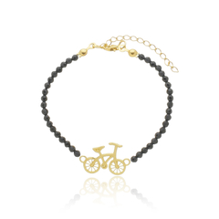 Pulsera de espinelas naturales y bicicleta en plata con baño de oro o rodio