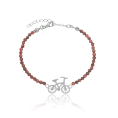Pulseira de granadas naturais e bicicleta em prata com banho de ouro ou ródio - comprar online