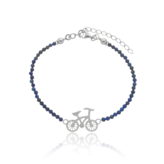 Pulsera de lápiz lazuli naturales y bicicleta en plata con baño de oro o rodio - comprar online