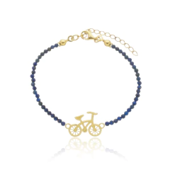 Pulsera de lápiz lazuli naturales y bicicleta en oro 18K - comprar online