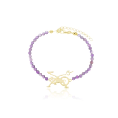 950 Sterling silver gold or rhodium plated spin bike natural amethysts bracelet