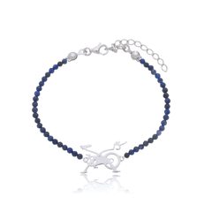 Pulseira de lápis lazuli naturais e bicicleta de spinning em prata com banho de ouro ou ródio - comprar online