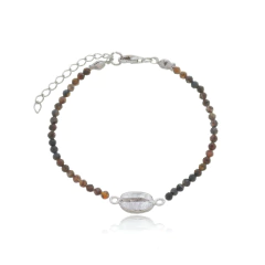 Pulseira de jaspes marrons naturais e grão de café em ouro 18K na internet