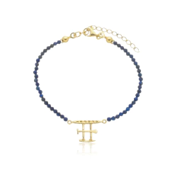 Pulsera de lápiz lazuli naturales y canoa hawaiana en plata con baño de oro o rodio - comprar online