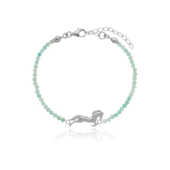 Pulseira de amazonitas naturais e cavalo em ouro 18K na internet