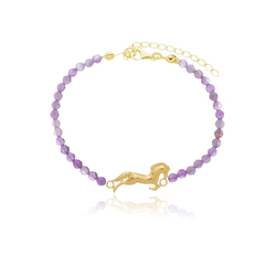 18K Gold horse natural amethysts bracelet - buy online