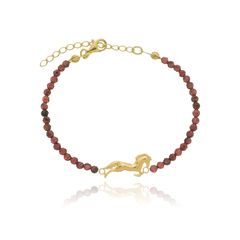 18K Gold horse natural garnets bracelet - buy online