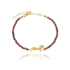 950 Sterling silver gold or rhodium plated horse natural garnets bracelet