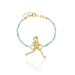18K Gold runner natural amazonite bracelet - buy online