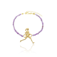 18K Gold runner natural amethysts bracelet - buy online