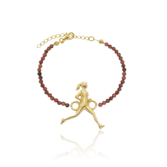 18K Gold runner natural garnets bracelet - buy online