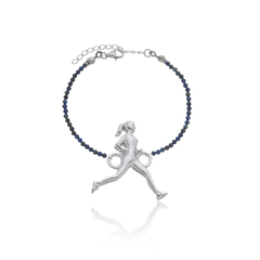 Pulsera de lápiz lazuli naturales y corredora en plata con baño de oro o rodio - comprar online