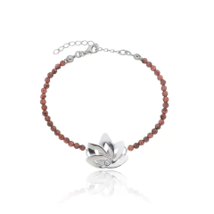 Pulsera de granates naturales y flor de loto en oro 18K en internet