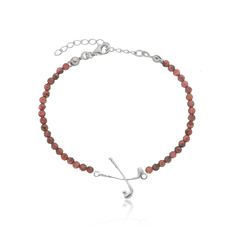 Pulsera de granates naturales y palos de golf en plata con baño de oro o rodio - comprar online