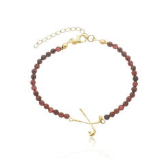 18K Gold golf clubs natural garnets bracelet - buy online