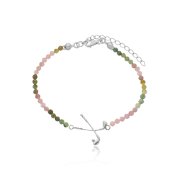 950 Sterling silver gold or rhodium plated golf clubs natural tourmaline bracelet - buy online