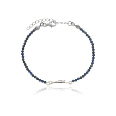 Pulseira de lápis lazuli naturais e nadadora em prata com banho de ouro ou ródio - comprar online