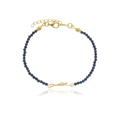 Pulseira de lápis lazuli naturais e nadadora em prata com banho de ouro ou ródio