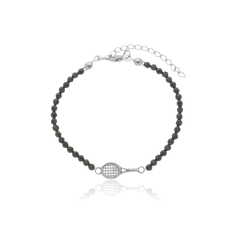 Pulsera de espinelas naturales y raqueta de tenis con mango retorcido en plata con baño de oro o rodio - comprar online