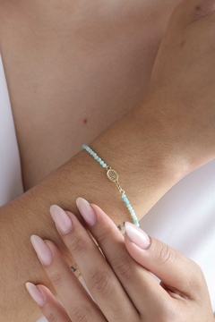 18K Gold twisted handle tennis racket natural amazonite bracelet - Lily Silvestre - Joias personalizadas e exclusivas