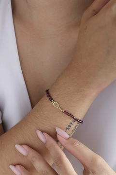 18K Gold twisted handle tennis racket natural garnets bracelet - Lily Silvestre - Joias personalizadas e exclusivas
