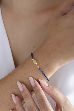 18K Gold twisted handle tennis racket natural lapis lazuli bracelet - Lily Silvestre - Joias personalizadas e exclusivas