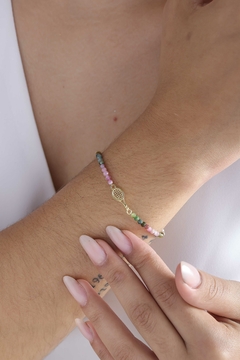 Pulseira de turmalinas naturais e raquete de tênis com cabo torcido em ouro 18K - Lily Silvestre - Joias personalizadas e exclusivas