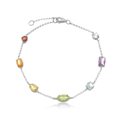 Pulsera de los 7 chakras en plata con baño de oro o rodio