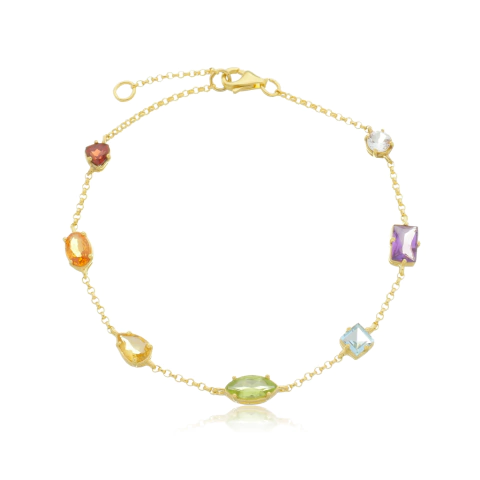 Pulsera de los 7 chakras en oro 18K