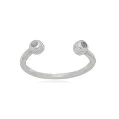 Anillo de falange 2 piedritas baño de rodio - comprar online