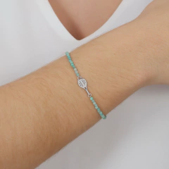 Pulseira de amazonitas naturais e raquete de beach tennis com cabo torcido em prata com banho de ouro ou ródio na internet