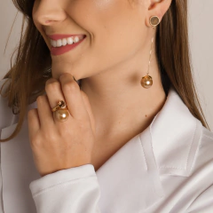 Golden Pearl pendulum earrings with white druse - buy online