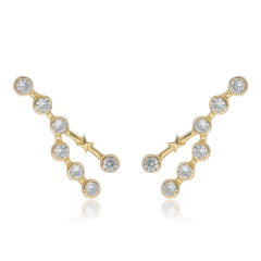 Pendiente de Tauro en oro 18K con Zafiros blancos o Brillantes