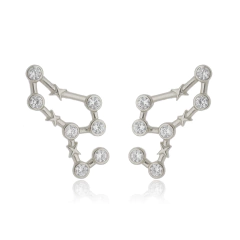 18k Gold Leo earrings with white Sapphires or Diamonds - buy online