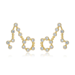 Pendiente de Piscis en oro con Zafiros blancos o Brillantes