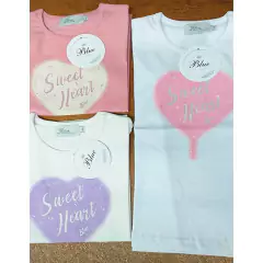 Art. 9116 - Remera niña m/c Sweet Heart - Blue Baby & Kids