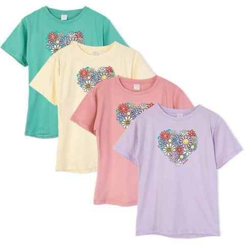 Art. 4312 - Remera niña m/c Corazón Flores