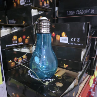 Lámpara foco Vidrio Luces alambre LED AZUL