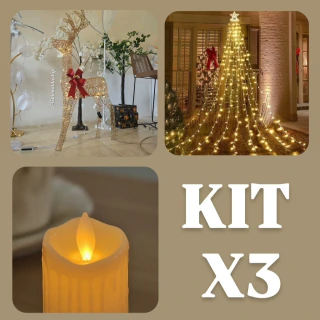 Kit Navidad Reno luces led + Vela led llama movimiento + Carpa Estrella led