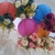 COLGANTE FAROL CHINO PAPEL ROSA + RAMO FLORES