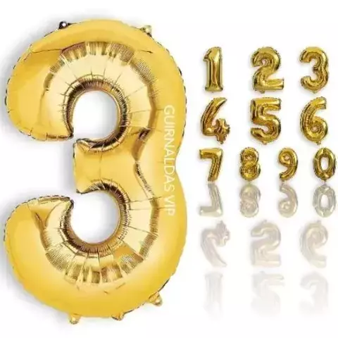 GLOBO NUMERO METALIZADO DORADO - comprar online