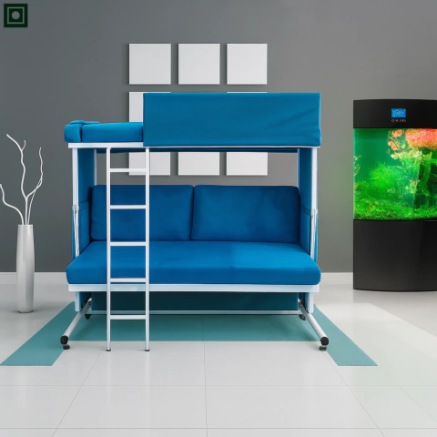 Sofá Cama Beliche l Modelo 030 - Sofá Que Se Transforma Em Beliche - Cor Azul - comprar online
