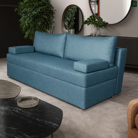 Sofá Cama Life_nu – 3 Lugares com Baú – Super Confortável e Resistente - Azul na internet