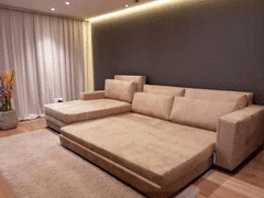 Sofá Cama De Casal Modelo SFC 02 - Sofá Que Se Transforma Em Sofá Cama - Cor Bege - Casa Selu - Loja Da Fábrica