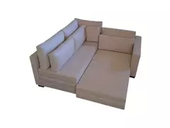 Imagem do Sofá de Canto SFC_nu 12 que se Transforma em Sofá Cama de Casal Resistente e Confortável em Sarja 100% Algodão