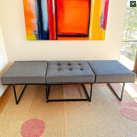 Puff Cama PC01_NU - Se Transforma em Sofá Cama Resistente em Sued - comprar online