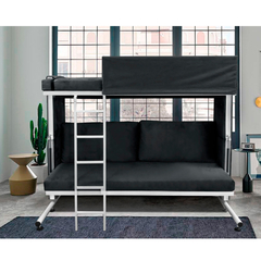 Sofá Cama Beliche - Sofá Que Se Transforma Em Duas Camas Na Cor Preto