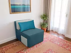 Poltrona Cama Cx_nu que se Transforma em Sofá Cama de Solteiro em Sued/Sarja Azul na internet