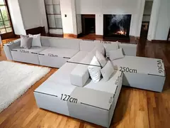 Imagem do SOFA MODULADO MODELO ILHA EM SARJA 100% ALGODÃO