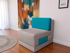 Poltrona Cama De Solteiro Modelo 0370 - Poltrona Que Se Transforma Em Sofá Cama Cor Cinza - comprar online